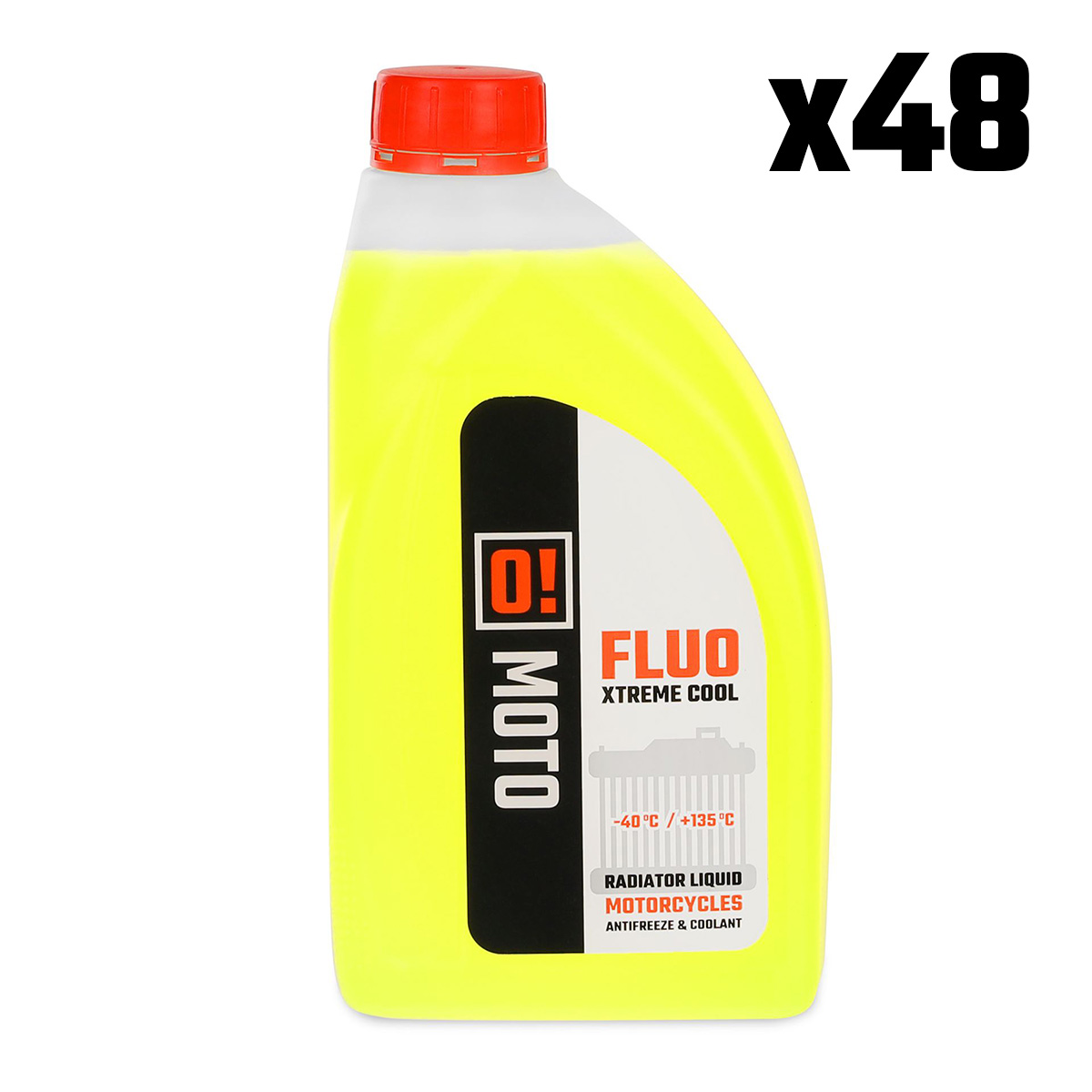 OMOTO sada 48 kus chladící kapalina 1L O! fluorescenční XtremE COOL+135 připraveno k použití (O!MOTO) (OLE-001) (-40 DO +135) (set 48 kus) (OMOTO)
